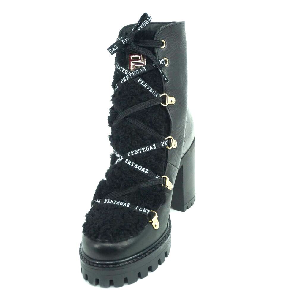 Pertegaz Pertegraz Shearling Lace-Black Suede Shearling Ankle Boot
